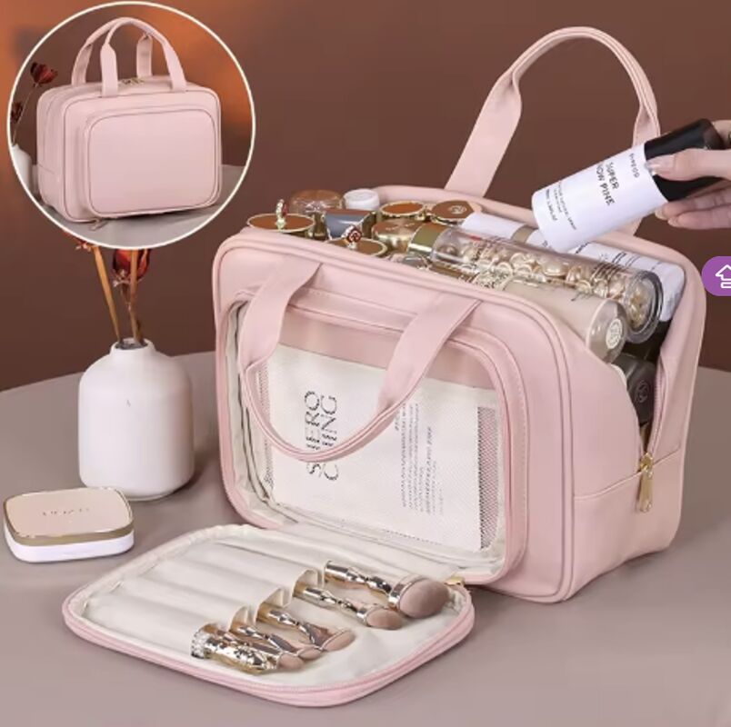 Portable PU Leather Beauty Vanity Cases Makeup Bag Organizer Large Capacity OEM Logo