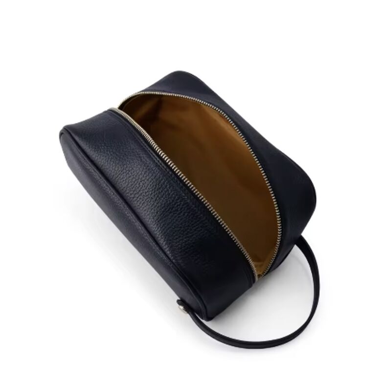 Custom Color Travel PU Leather Toiletry Bag Portable Handle Essentials Wash Bag For Men