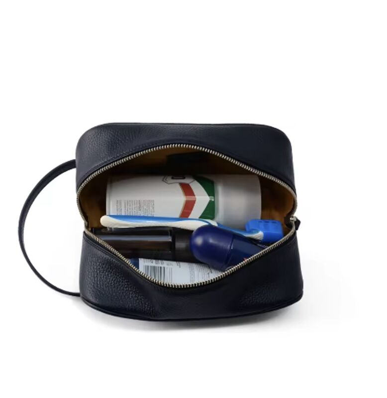 Custom Color Travel PU Leather Toiletry Bag Portable Handle Essentials Wash Bag For Men