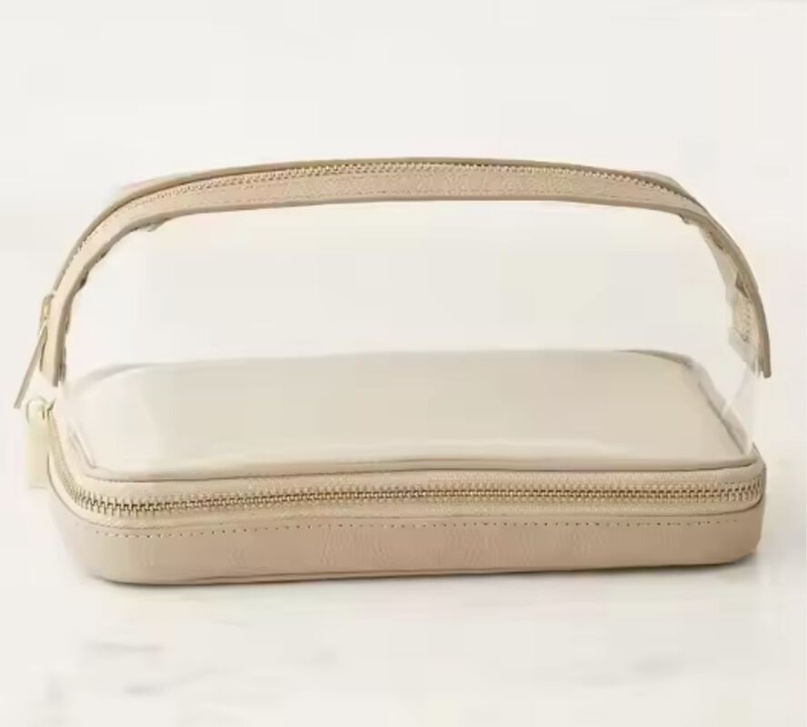 Zipper Type Leather Makeup Organizer Storage Box Double Layer Customized Logo