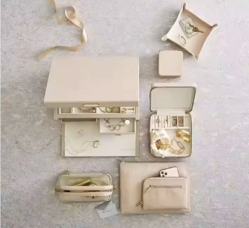 Zipper Type Leather Makeup Organizer Storage Box Double Layer Customized Logo