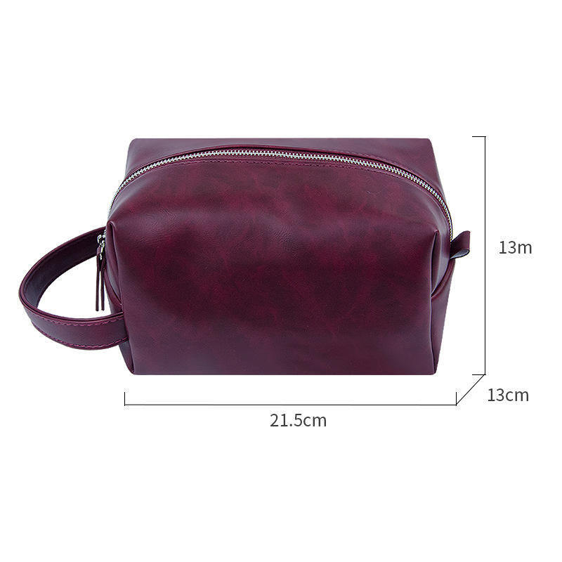 Large Capacity Vintage PU Leather Toiletry Bag Men Women Travel Essentials Organizer