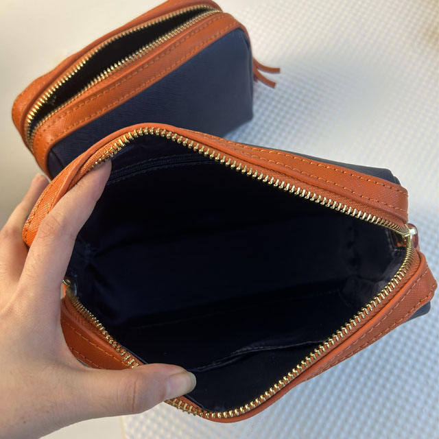 Pu Saffiano Leather Cosmetic Cases Custom Size Zipper Travel Toiletry Pouch Case