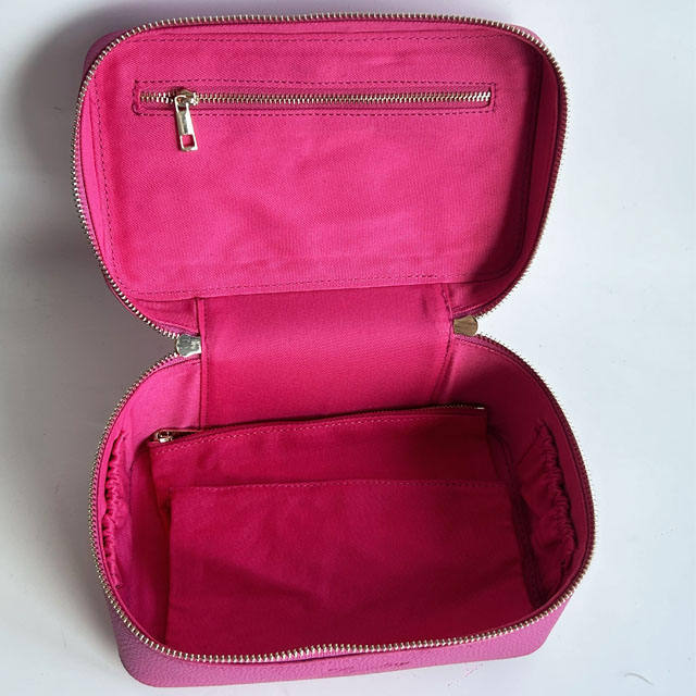 Portable Handle Women's Leather Makeup Bag Pu Pebble Leather Toiletry Travel Bags