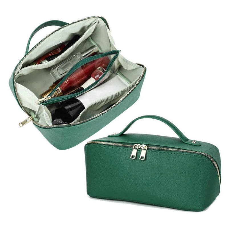 Custom Logo Saffiano Leather Cosmetic Cases Luxury Beauty Essentials Case For Ladies