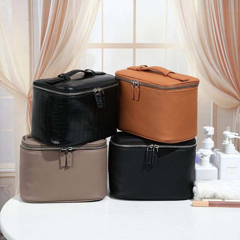 Pu Crocodile Leather Cosmetic Cases Luxury Style Soft Vanity Makeup Travel Bag OEM ODM