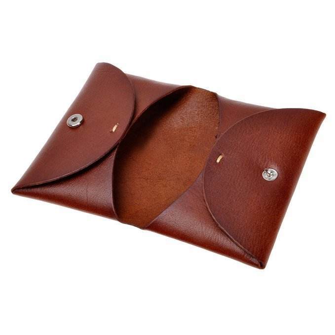 Vegetable Tanned Leather Slim Wallet Coin Purse Handmade Custom Color