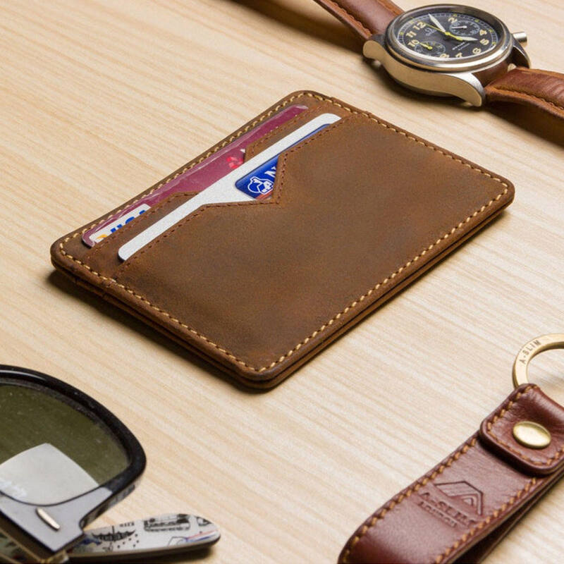 Custom Front Pocket Slim Credit Card Holder Wallet Rfid Blocking Pu Leather Card Case