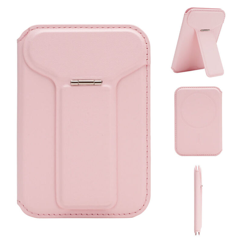 Custom Size PU Leather Magnetic Card Holder Wallet With Phone Bracket Stand