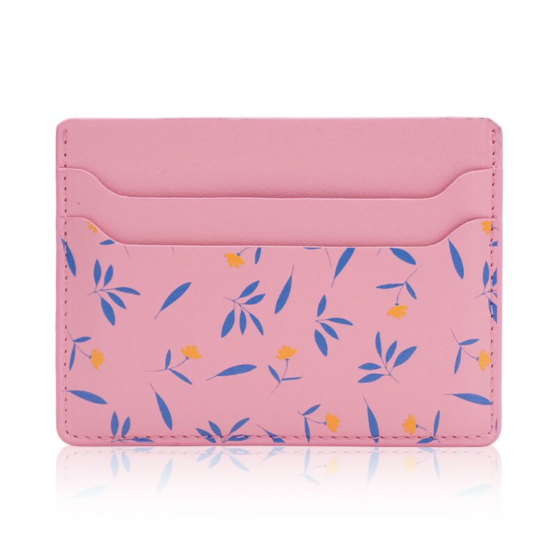 Minimalist Design PU Leather Business Card Holder Wallet Men Women Custom Pattern