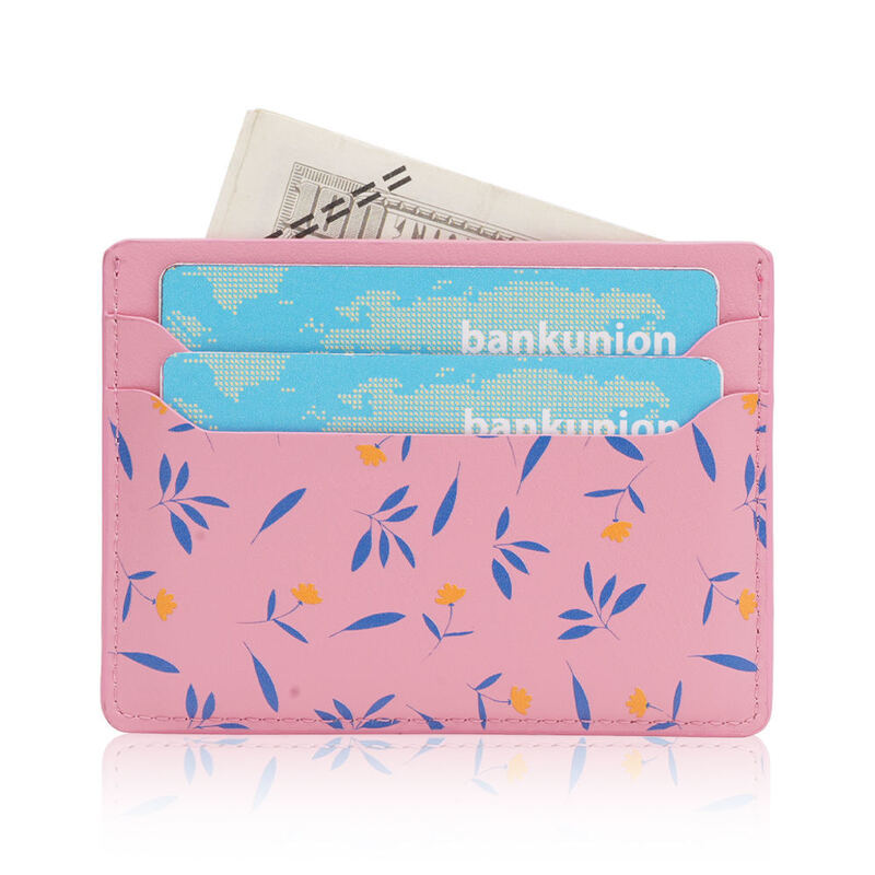 Minimalist Design PU Leather Business Card Holder Wallet Men Women Custom Pattern