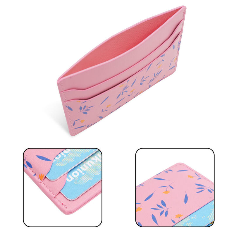 Minimalist Design PU Leather Business Card Holder Wallet Men Women Custom Pattern