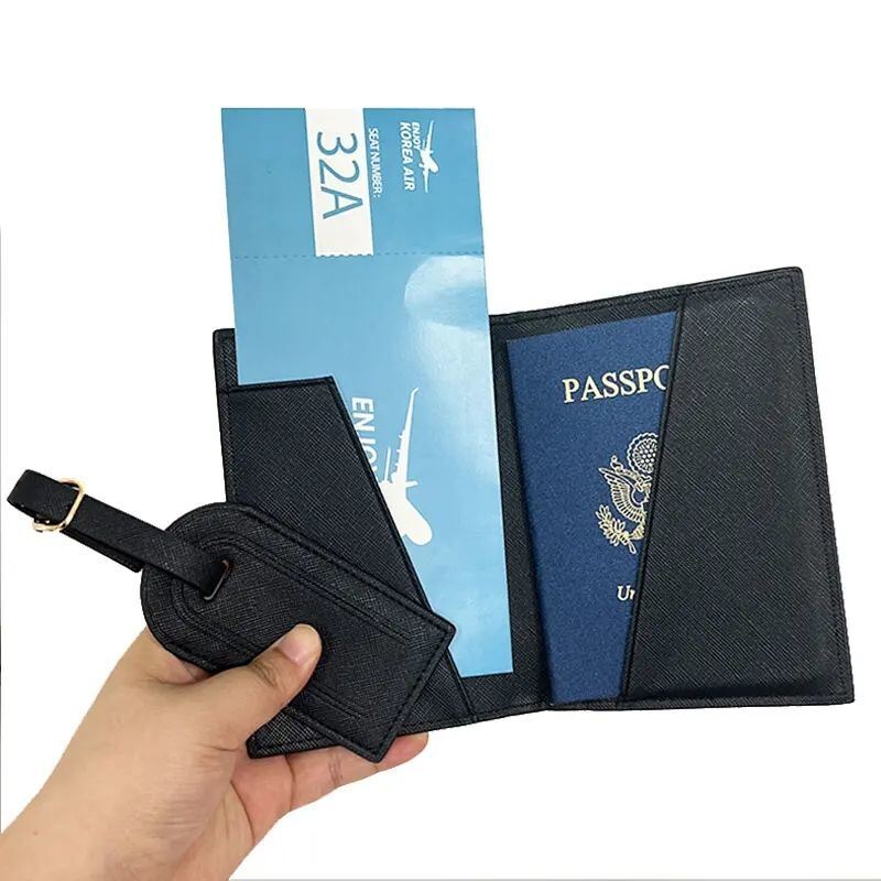 Minimalist Men Women Leather Passport Holders Travel Gift Set With Gift Package Box