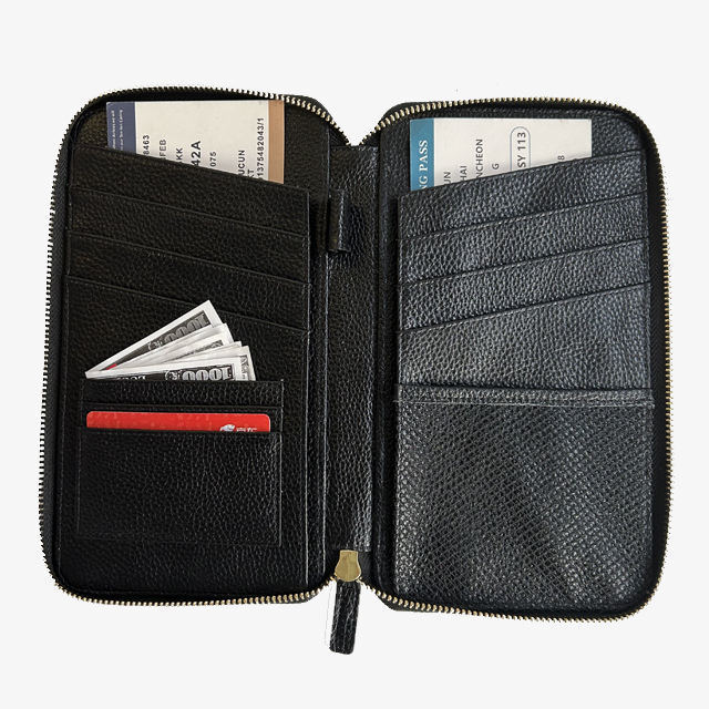 Portable Pebble Leather Passport Holders Travel Document Wallet Custom Logo CE REACH
