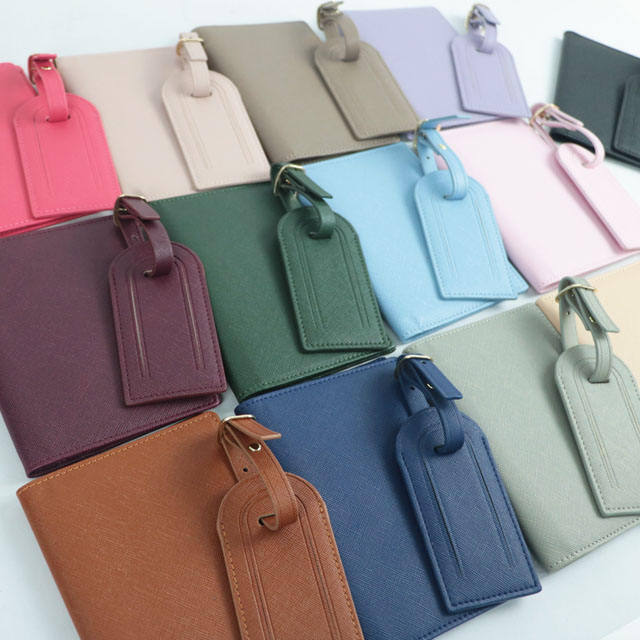 Portable PU Saffiano Leather Passport Holders Set Custom Logo Passport Cover