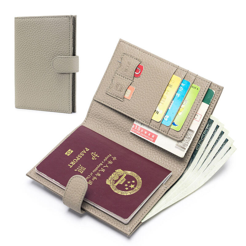 Multi Functional PU Leather Passport Wallet Card Holder Money Organizer Custom Logo