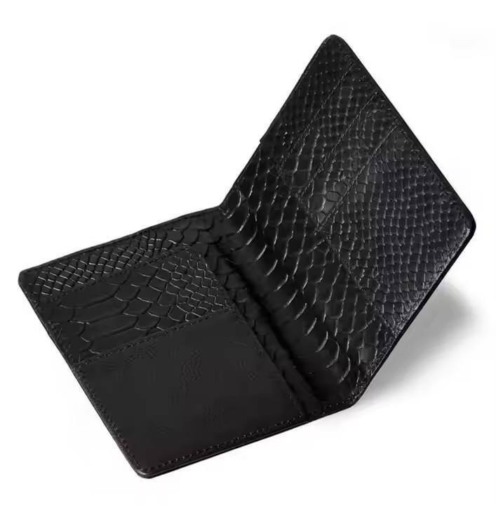 Black Color Embossed Leather Passport Holders , Travel Ticket Holder For Mens Womens