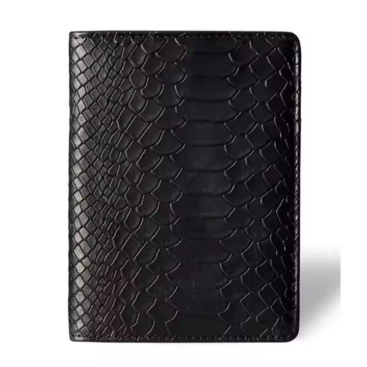 Black Color Embossed Leather Passport Holders , Travel Ticket Holder For Mens Womens