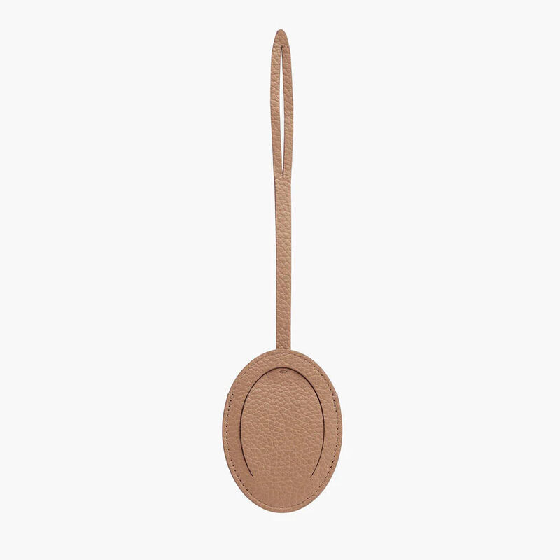 OEM PU Leather Luggage Tags Oval Shape Custom Logo Suitcase Name Tags