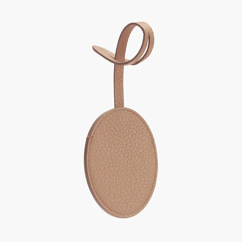 OEM PU Leather Luggage Tags Oval Shape Custom Logo Suitcase Name Tags