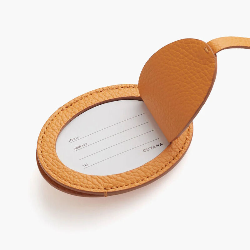 OEM PU Leather Luggage Tags Oval Shape Custom Logo Suitcase Name Tags