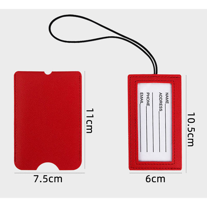 Fashionable PU Leather Luggage Name Tag Personalized Suitcase Label Custom Size