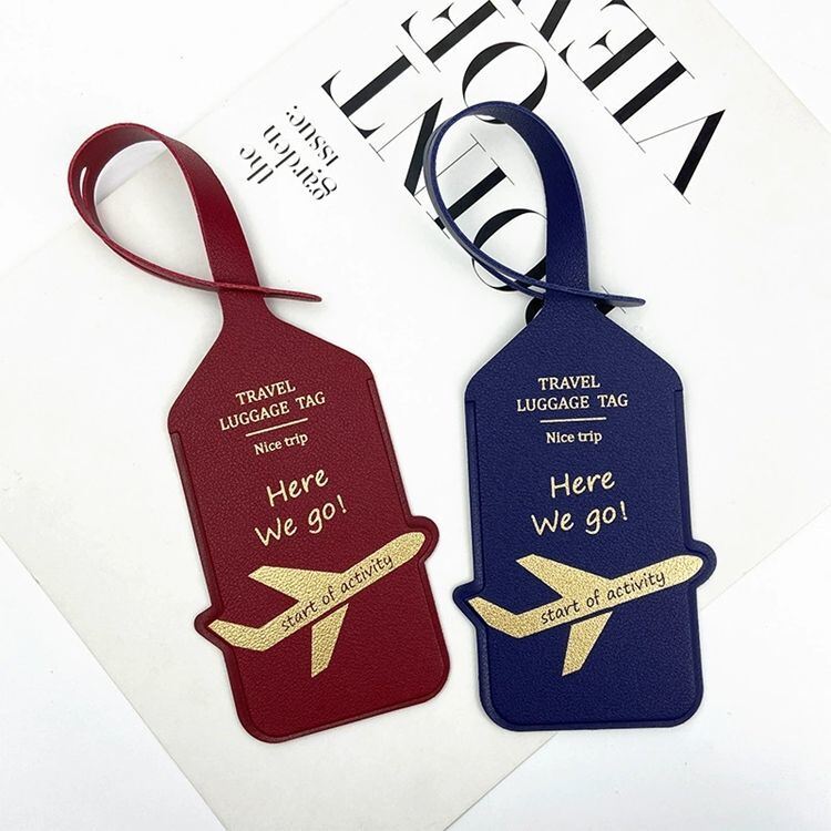 Bulk Blank PU Leather Luggage Tags Privacy Protection Airline Baggage Name Tags