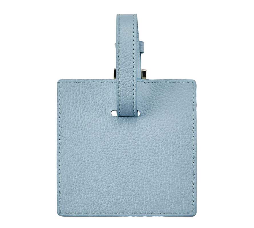 Square Shape Genuine Leather Luggage Tags Blank Baggage Tags Custom Logo For Travelling