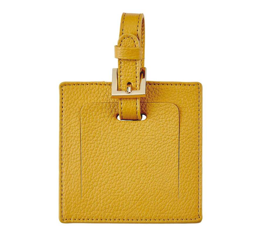 Square Shape Genuine Leather Luggage Tags Blank Baggage Tags Custom Logo For Travelling