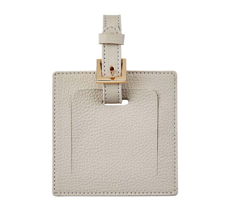 Square Shape Genuine Leather Luggage Tags Blank Baggage Tags Custom Logo For Travelling