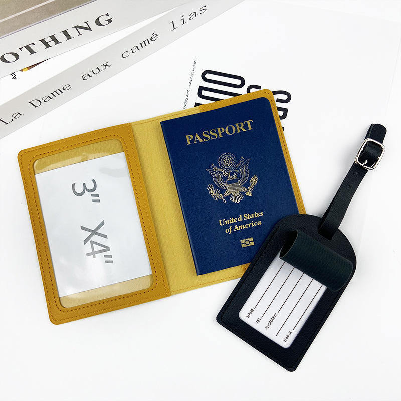 Slim PU Leather Passport Holder And Luggage Tag Travel Gift Set Customized Color