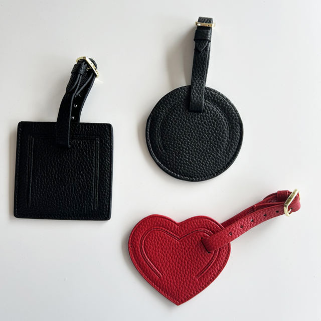 Luxury Leather Luggage Labels Personalised Unisex Round Heart Name Id Tags Custom Design