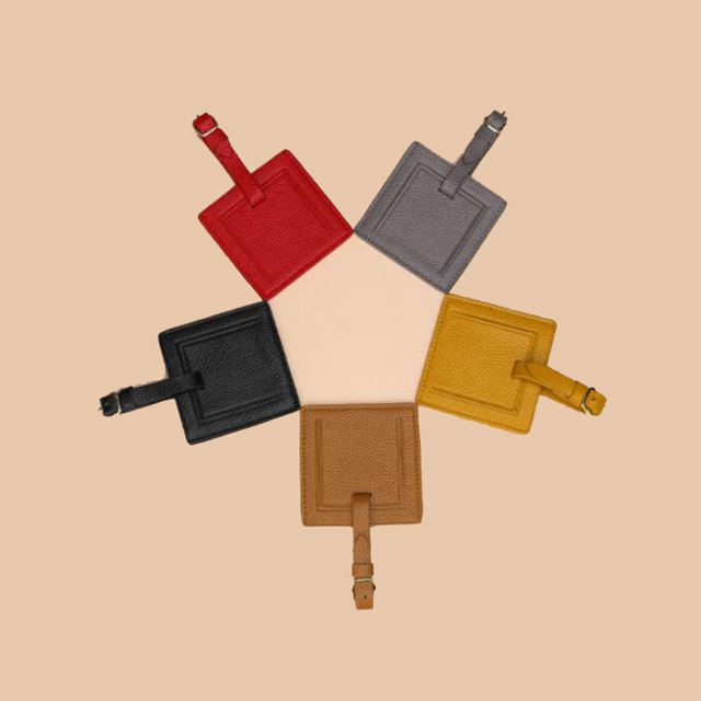 Luxury Leather Luggage Labels Personalised Unisex Round Heart Name Id Tags Custom Design