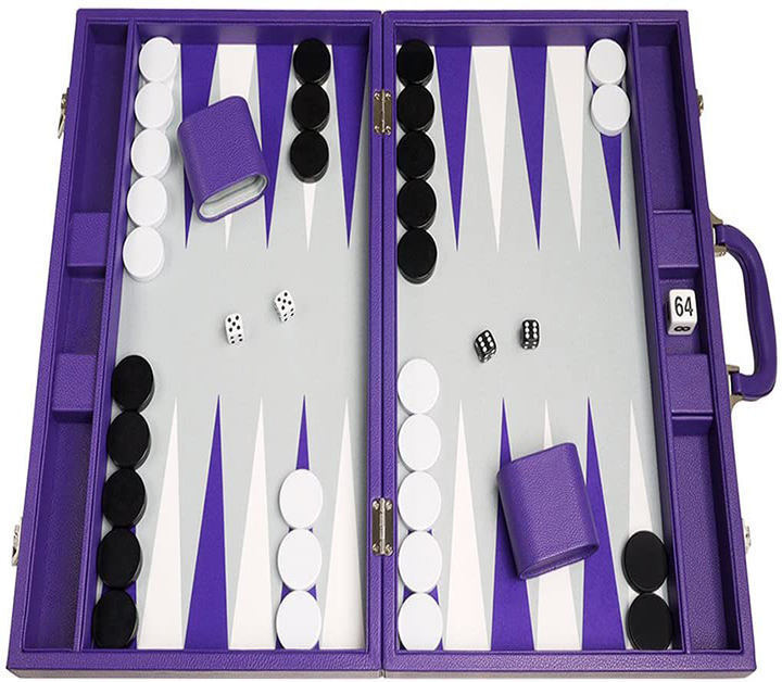 Purple High End Portable PU Leather Game Boxes Backgammon Board Box Custom Size