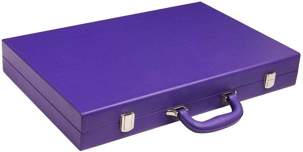 Purple High End Portable PU Leather Game Boxes Backgammon Board Box Custom Size