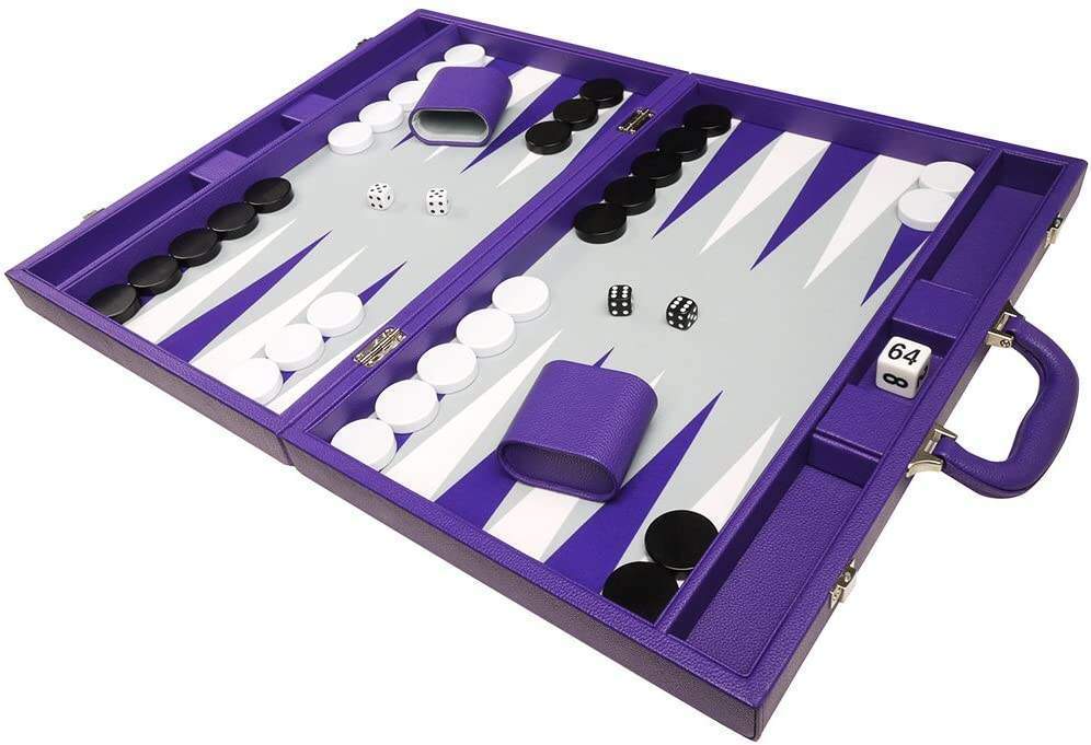 Purple High End Portable PU Leather Game Boxes Backgammon Board Box Custom Size