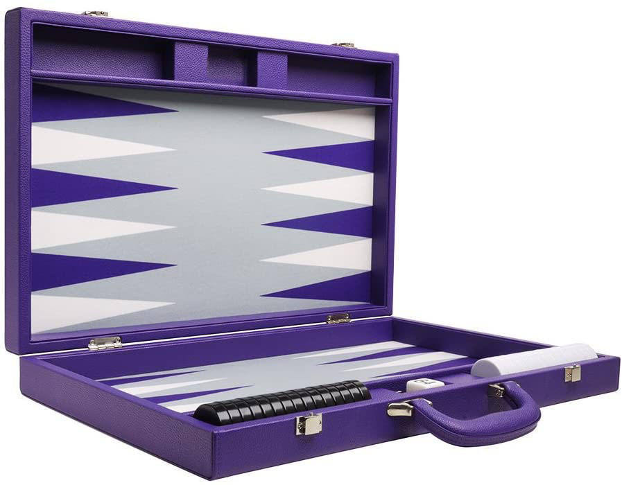 Purple High End Portable PU Leather Game Boxes Backgammon Board Box Custom Size