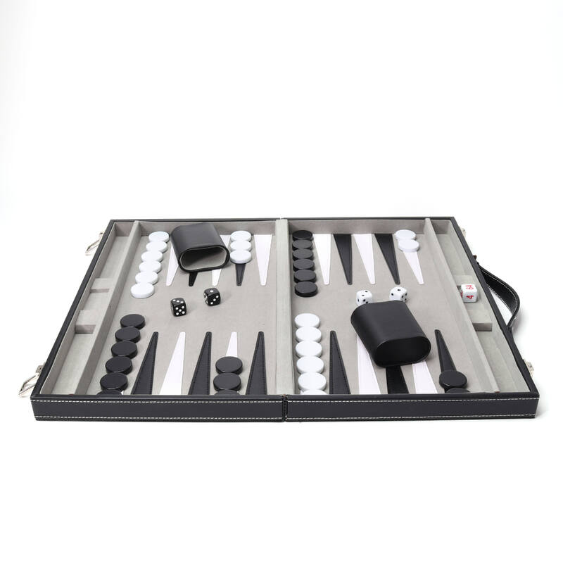 15 Inches Leather Backgammon Set Customized Logo Backgammon Set Leather Case