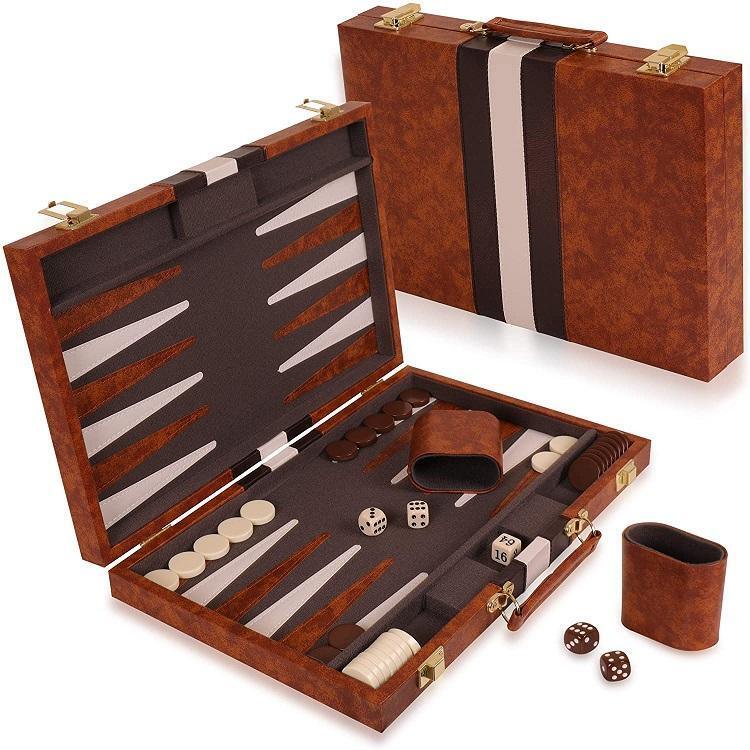 PU Leather Game Boxes Leather Case Backgammon Set 15inch 17inch 19inch 21inch