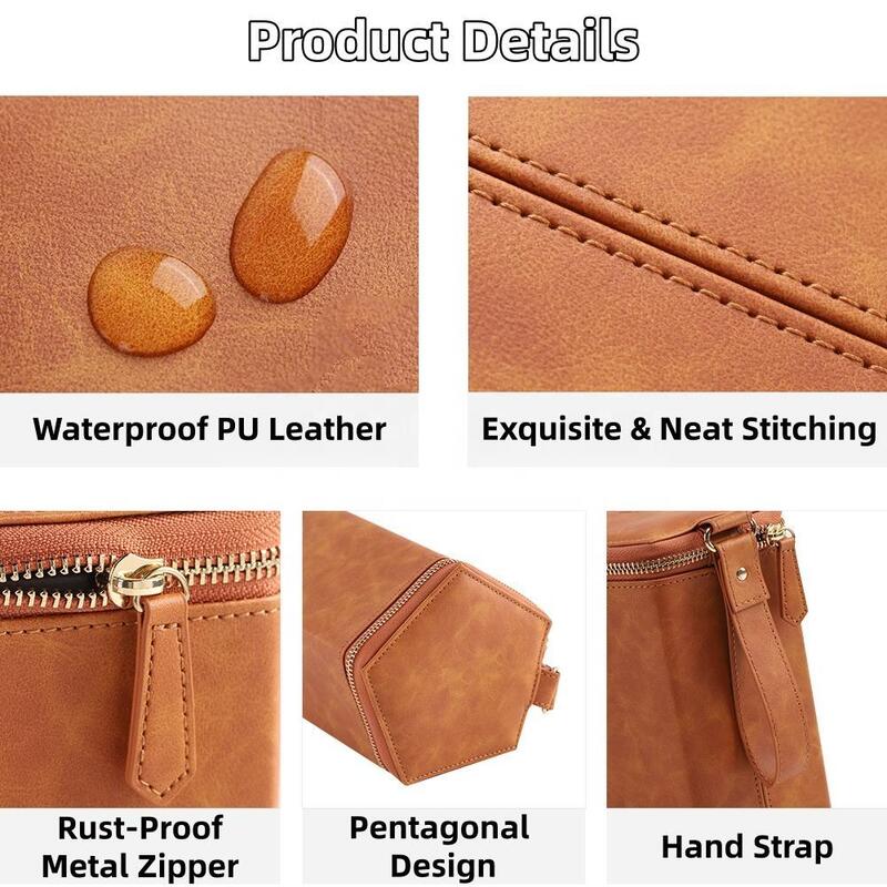 Pentagonal Personalised Glasses Case Leather 5 Slots Leather Eyeglass Pouch OEM Logo