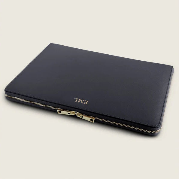 Custom Size Saffiano Leather Tech Cases 13 14 15 Inch Double Zipper Laptop Case