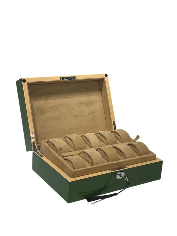 High end green painted wooden 10 seater green water ghost watch storage box gift packaging watch gift box environmentally friendly material