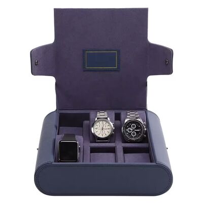 Handmade Luxury Logo Travel Watch Box Leather Velvet Lining 6 Slots Watch Case